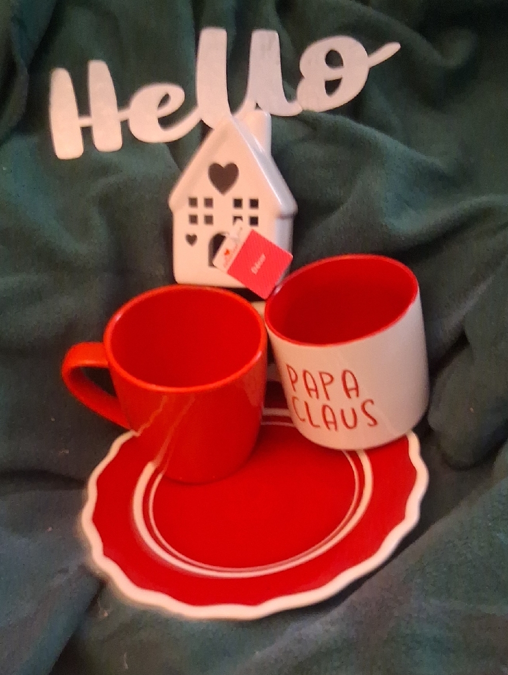 Festive Red and White 'Papa Claus' Ceramic Mug Set